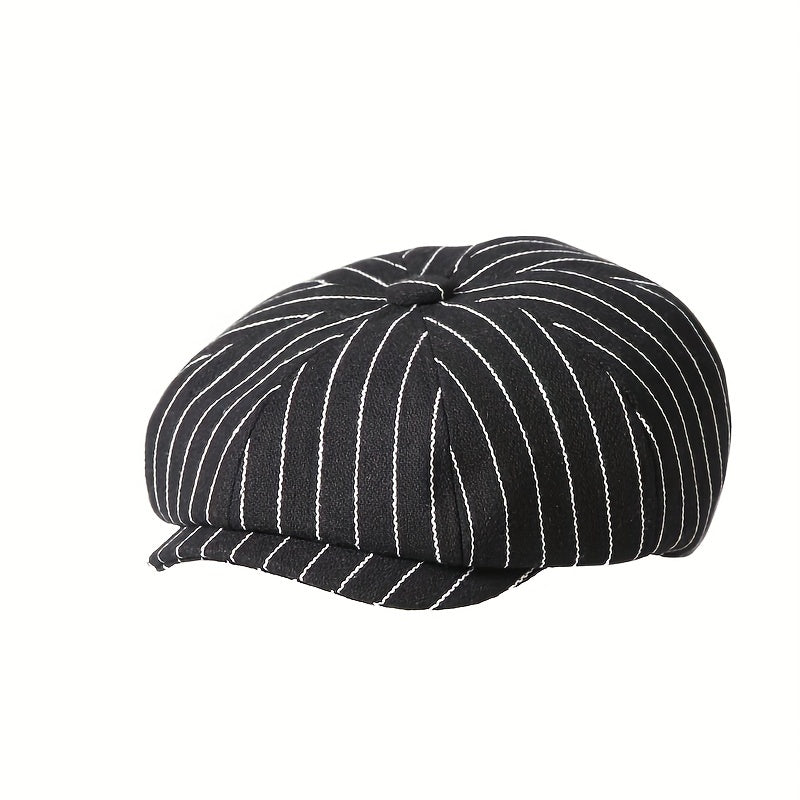 Girls Striped Beret Cap Vintage Classic Holiday Party Gift Accessories