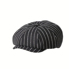 Girls Striped Beret Cap Vintage Classic Holiday Party Gift Accessories