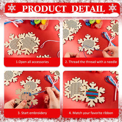 10pcs Christmas Wooden Cross Stitch Kits Ornaments Hand Craft Decorations