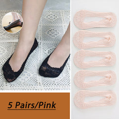 5 Pairs Lace No Show Socks Women's Ankle Stockings