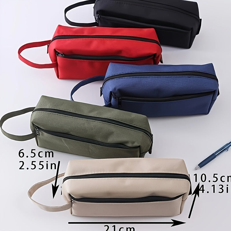 Large Capacity Double Zipper Pencil Case Pure Oxford Cloth Stationery Bag