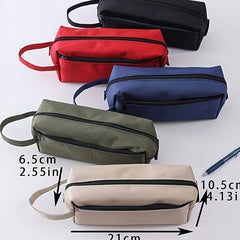 Large Capacity Double Zipper Pencil Case Pure Oxford Cloth Stationery Bag