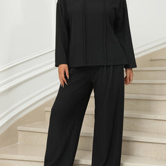 Ribbed Long Sleeve Hoodie & Pants Set