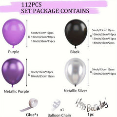 Purple Balloon Garland & Metallic Silvery Balloon Arch Kits