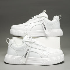 Women's Faux Leather Chunky Sneakers Casual Flat Skate Shoes