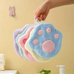 Coral Velvet Cat Footprint Hand Towel for Hands and Feet