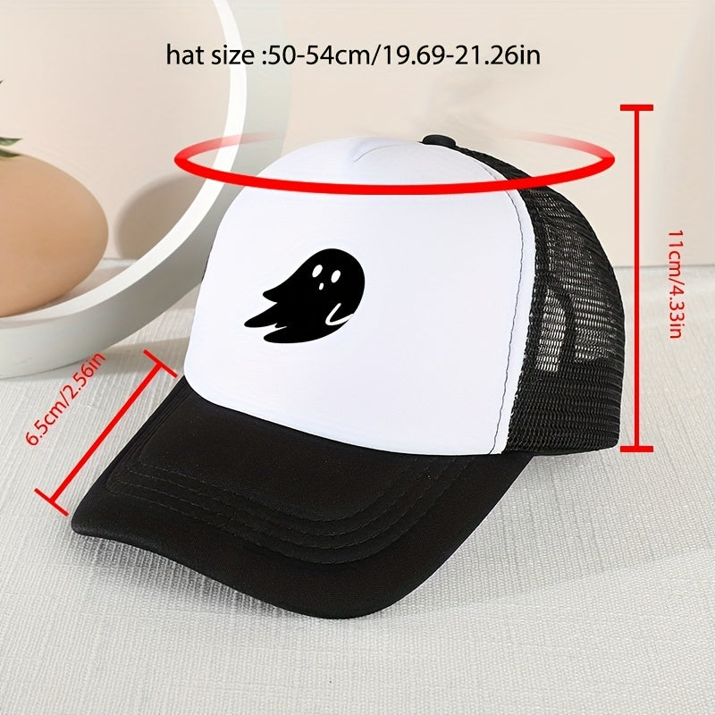 Mesh Printed Sunshade Ghost Baseball Cap For Kids
