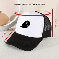 Mesh Printed Sunshade Ghost Baseball Cap For Kids