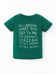 Cute Toddler T-Shirt Letter Print Round Neck Short Sleeve Tee