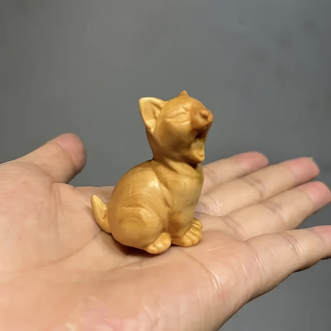 Wooden Kitten Ornament Model Holiday Gift