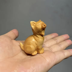 Wooden Kitten Ornament Model Holiday Gift