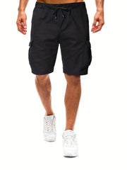 Men's Casual Cotton Cargo Shorts with Elastic Waist