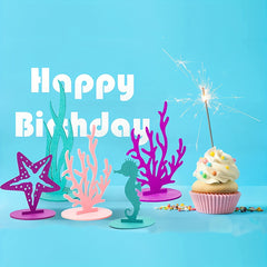 2pcs Mermaid Birthday Decorations Felt Table Centerpiece Under The Sea Party