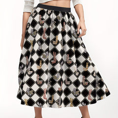 Flower Basket & Argyle Print Maxi Skirt
