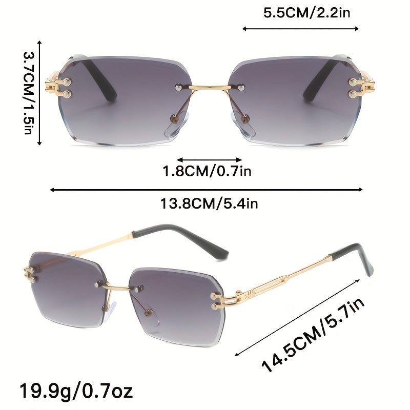 Men's Metal Cut Edge Sunglasses with Leather Eyewear Bag