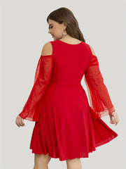 Casual Dress Women's Plus Cold Shoulder Ruched Dress