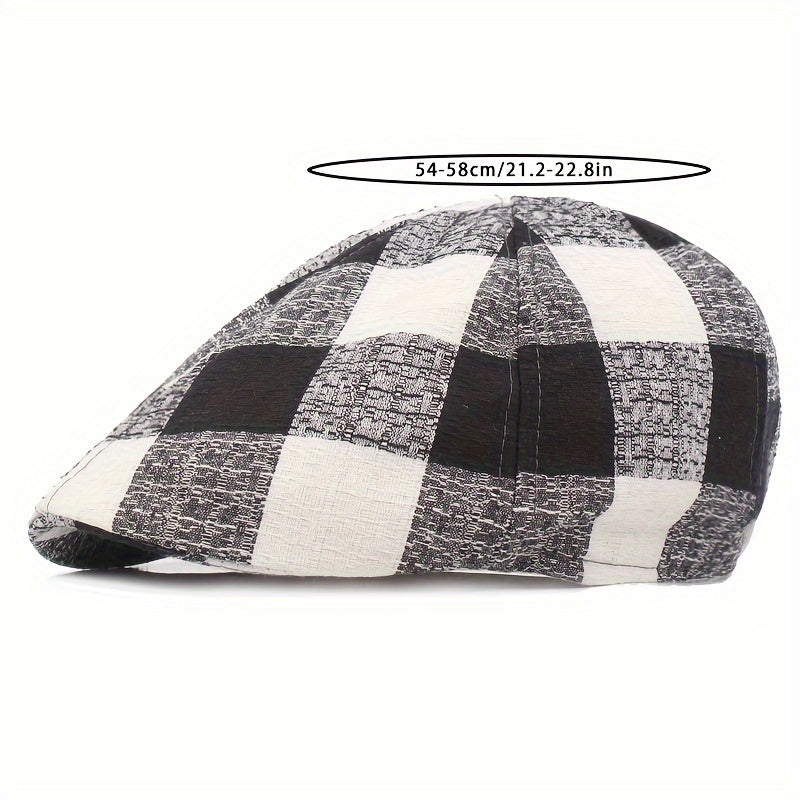 Plaid Newsboy Cap Beret Hat For Men