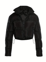 Zip Up Solid Coat Casual Winter Outerwear