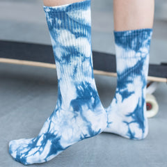 Tie Dye Print Casual Cotton Mid Tube Socks Women's Skateboard Socks