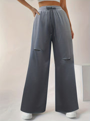 Solid Cut Out Tie Yoga Pants Pockets