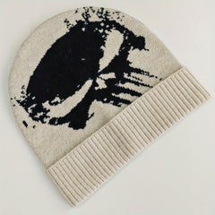 Ghost Face Jacquard Beanie Y2K Elastic Knit Hat Gothic Lightweight Skull Hat