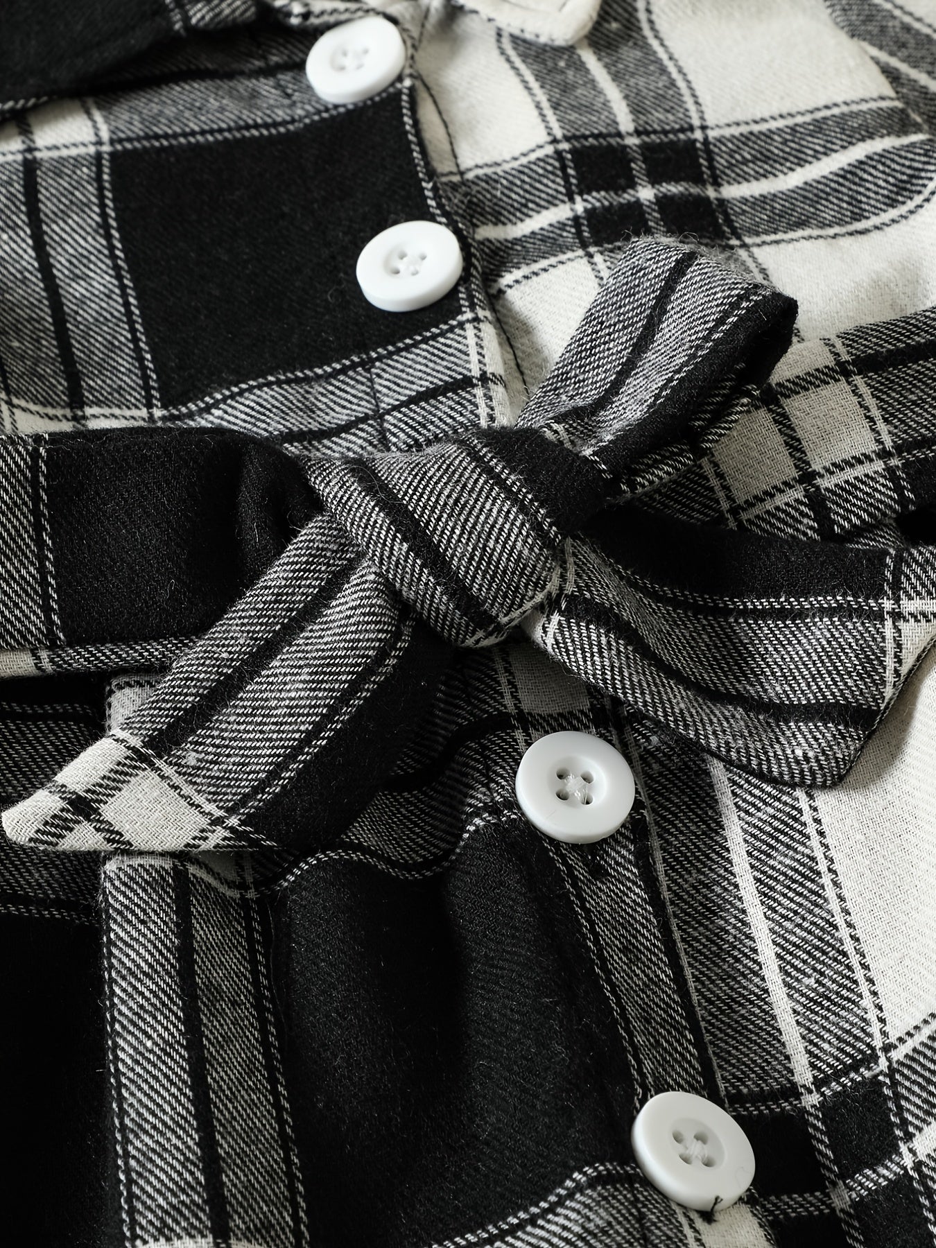 Plaid Contrast Ruffle Cuff Tunic Dress Baby Girls