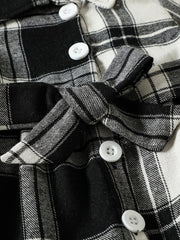 Plaid Contrast Ruffle Cuff Tunic Dress Baby Girls