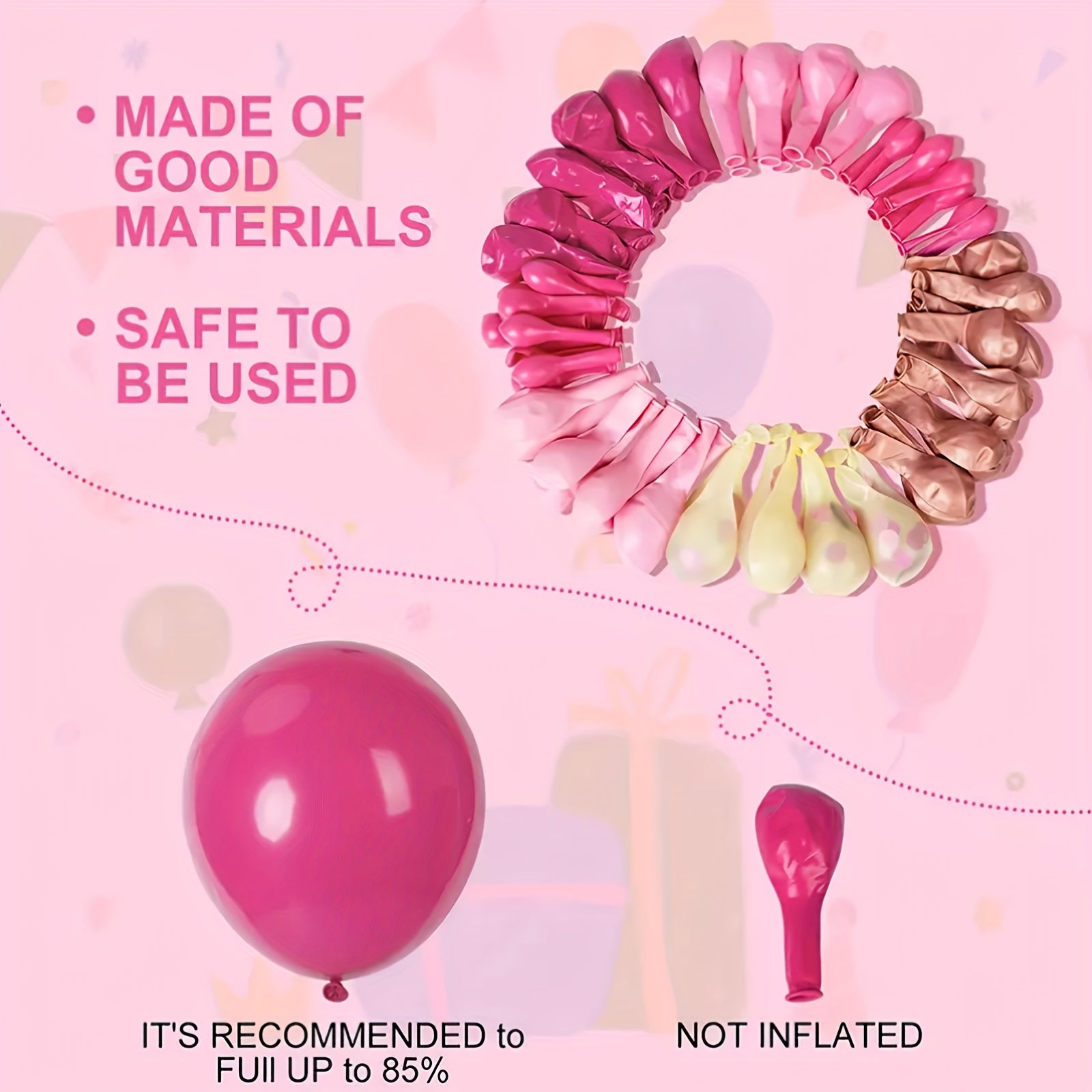 131pcs Pink Red Balloon Set For Party Decor