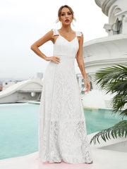 Boho Lace Wedding Dress V Neck Cocktail Party Dress