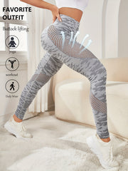 Camo Mesh High Waist Yoga Pants Seamless Leggings for Women