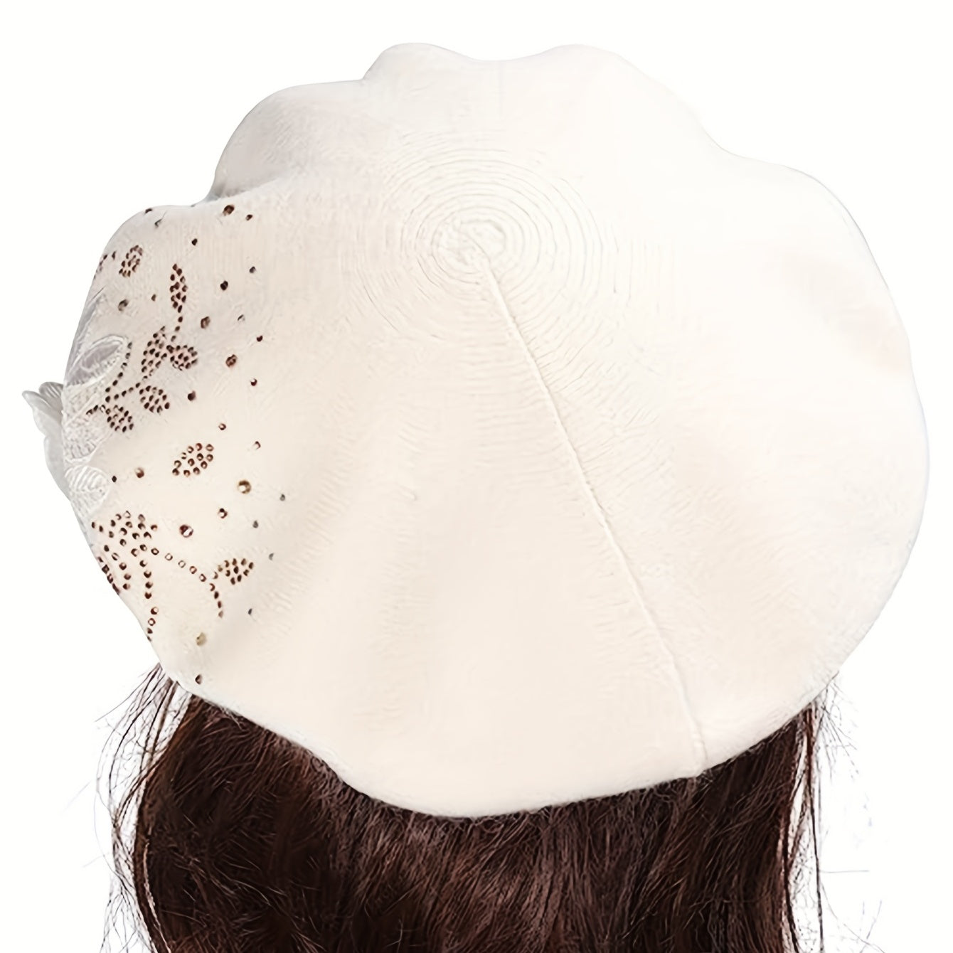 Flower Embroidery Beret Rhinestone Decor Berets Cap Lightweight Painter Hats