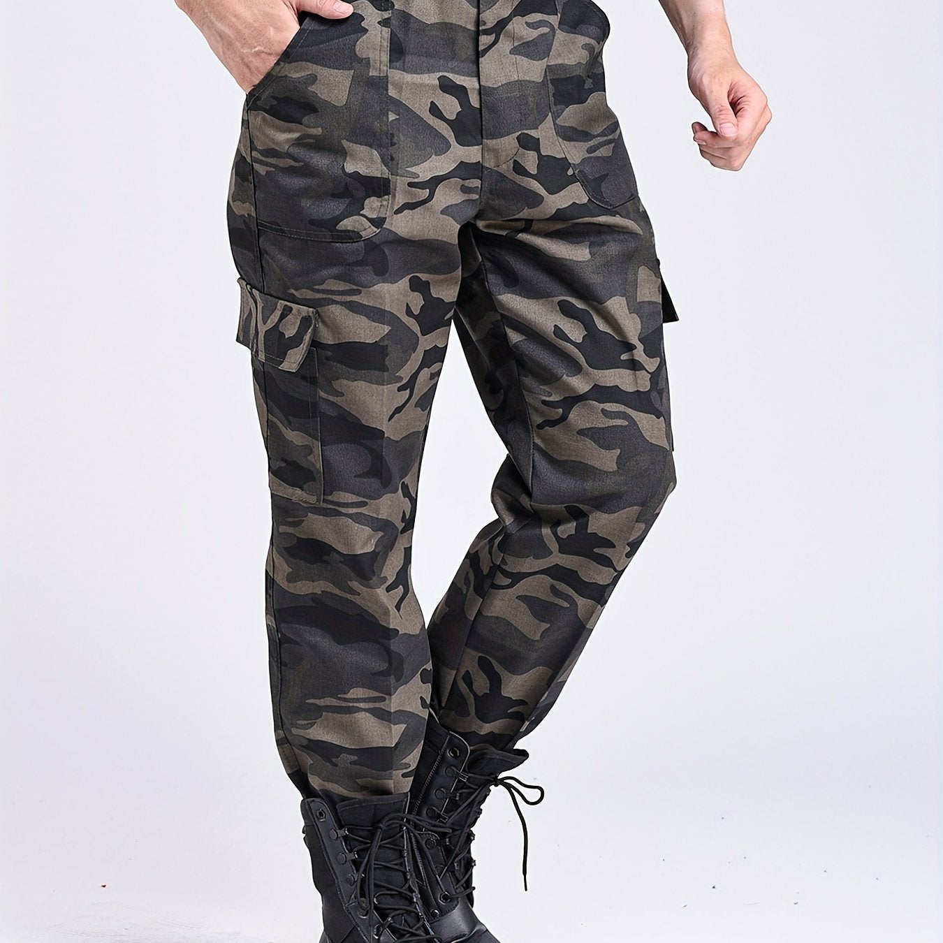 Cargo Jeans Mens Camo Straight Leg Casual Stylish Loose Fit Denim Pants