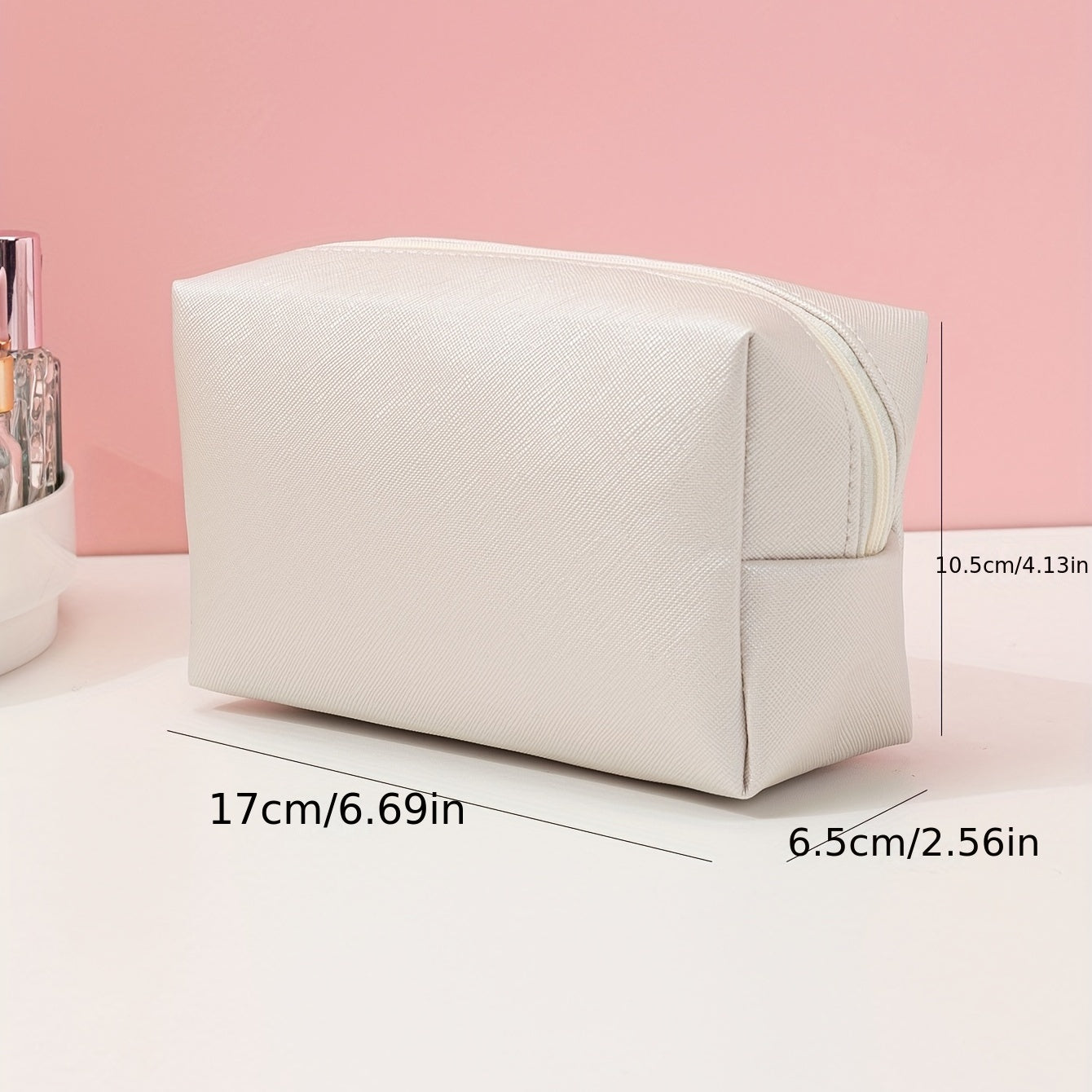 Square Makeup Bag with Zipper for Travel and Organization