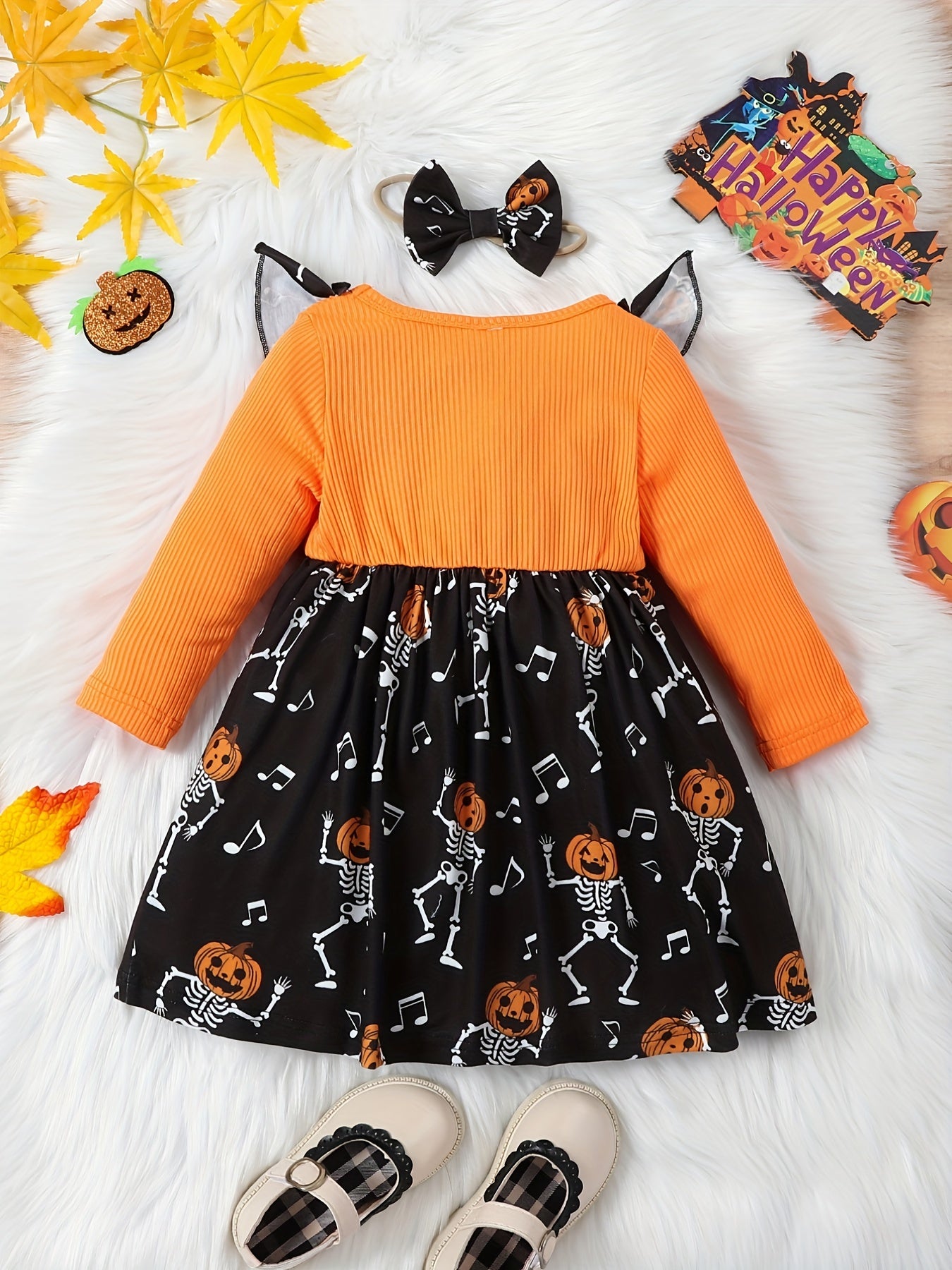 Baby Girls Halloween Dress Cartoon Stitching Dress