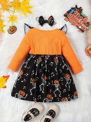 Baby Girls Halloween Dress Cartoon Stitching Dress