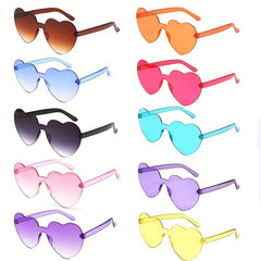 Heart Shaped Rimless Sunglasses Love Theme Funny Candy Decorative Glasses