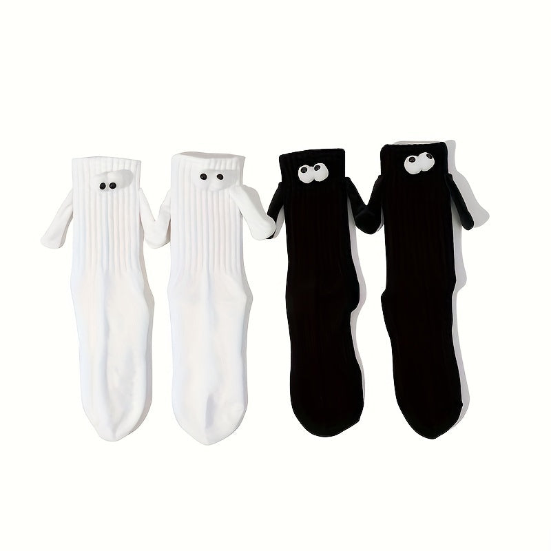 Cute Holding Hands Mid Tube Socks Women's Stockings