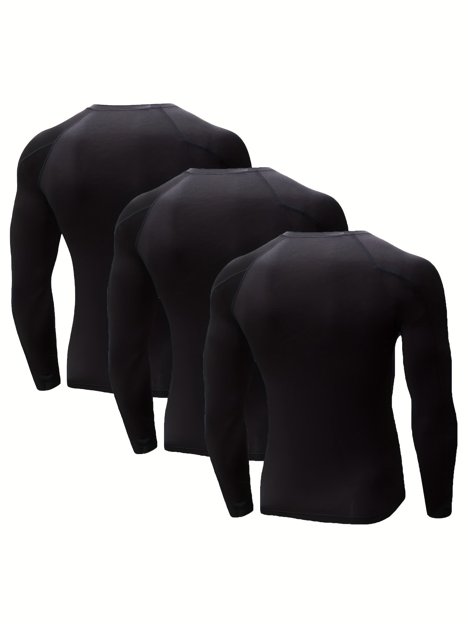 3pcs Men's Long Sleeve Compression Shirts For Sports Gym Fit