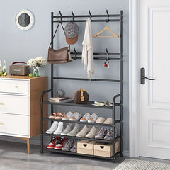Coat Rack Shoe Hat Organizer 8 Hooks Double Row Shoes Storage