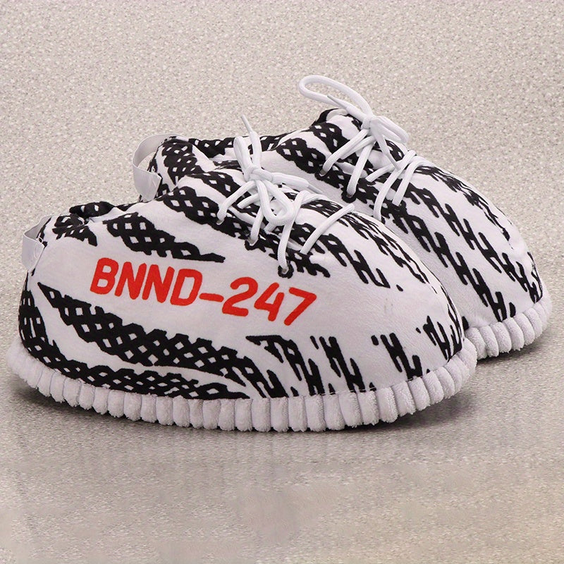 Men's Cozy Striped Indoor Slippers Warm & Soft House Shoes for Winter