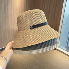 Foldable Straw Sun Hat Wide Brim UV Protection Bucket Hat for Women