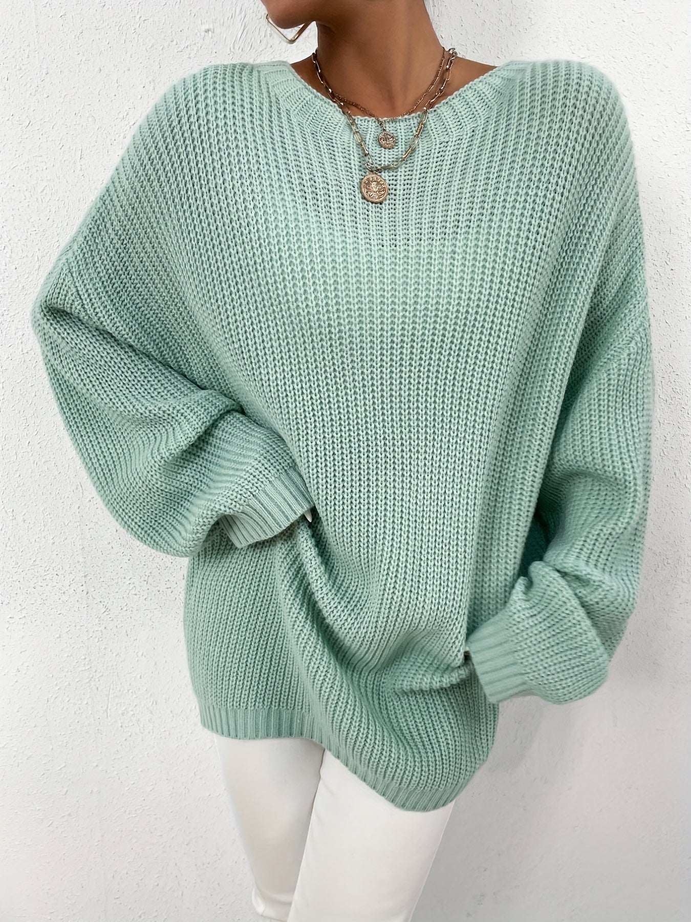 Versatile Knit Sweater Casual Crew Neck Long Sleeve Women's Clothing