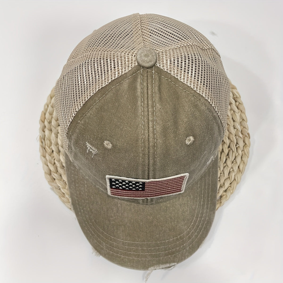Embroidered American Flag Denim Baseball Cap