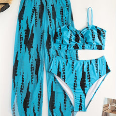 Vacay Bikini Set Tie Dye Ruched Swimsuit 3 Pcs