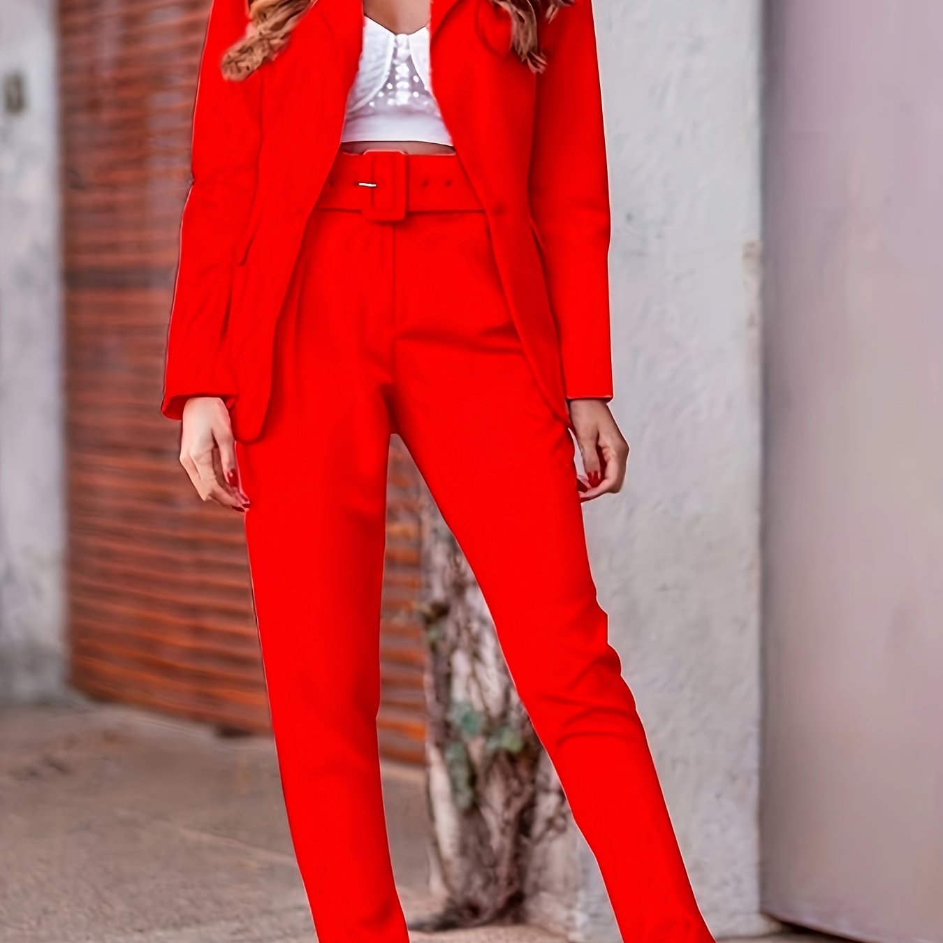 Women's Business Work Suit 2 Piece Outfits Blazer Jacket and Pencil Pant Sets