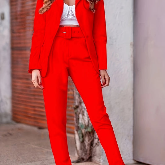 Women's Business Work Suit 2 Piece Outfits Blazer Jacket and Pencil Pant Sets
