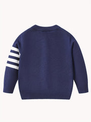 Toddler Boys Striped Knit Cardigan Thermal Sweater