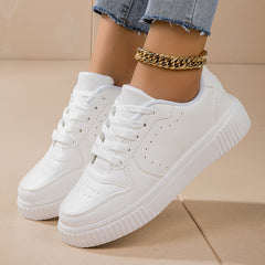 Women's Lightweight Solid Skate Shoes Low Top Lace Up Sport Shoes