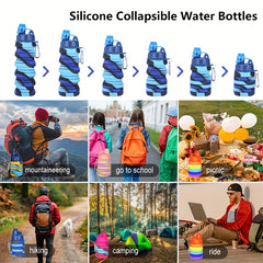 Collapsible Water Bottle Carabiner Leak Proof BPA Silicone Travel Camping Hiking