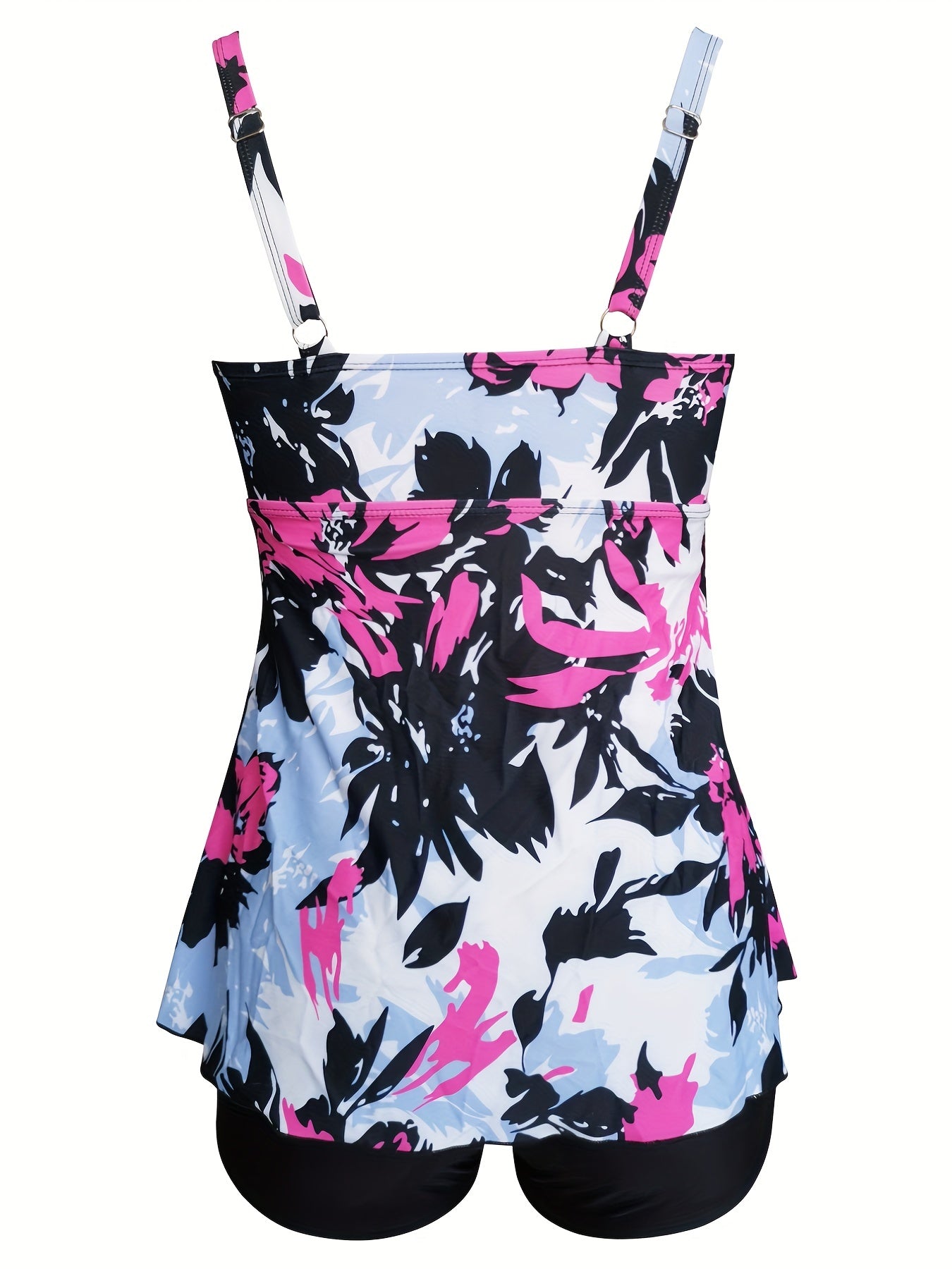 Floral Print Twist Swimsuit Cold Shoulder Top & Shorts Set Womens Swimwear